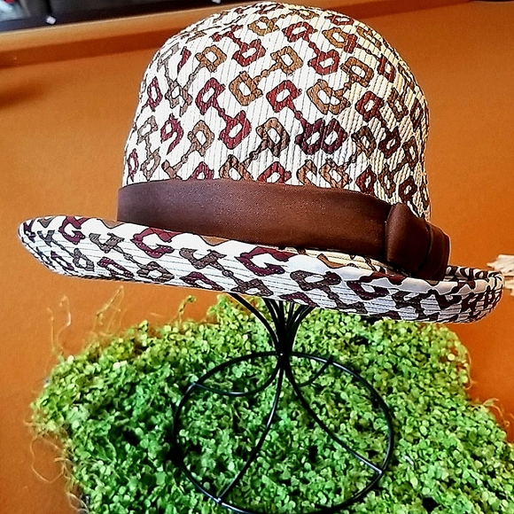 Gucci Accessories Vtg Gucci Italy Brown Equestrian Bowler Fabric